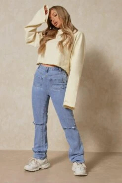 Pocket Front Straight Leg Jean -Cheap Dress Store blue pocket front straight leg jean 3