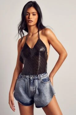 Raw Hem Flippy Denim Shorts