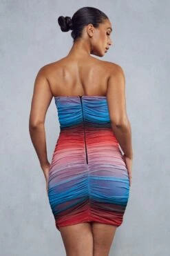 Recycled Ombre Mesh Curved Bust Bandeau Mini Dress -Cheap Dress Store blue recycled ombre mesh curved bust bandeau mini dress 2