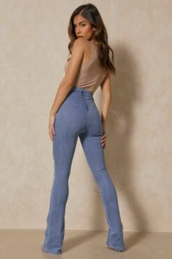 Skinny Kick Flare Gathered Waist Jean 8 Skinny Kick Flare Gathered Waist Jean -Cheap Dress Store blue skinny kick flare gathered waist jean 2