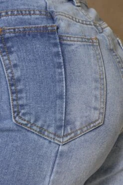 Spliced Colour Block Raw Hem Jean -Cheap Dress Store blue spliced colour block raw hem jean 5