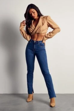 Straight Leg Inside Split Jean 9 Straight Leg Inside Split Jean -Cheap Dress Store blue straight leg inside split jean 3