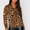 Leopard Print Utility Pocket Oversized Shirt
