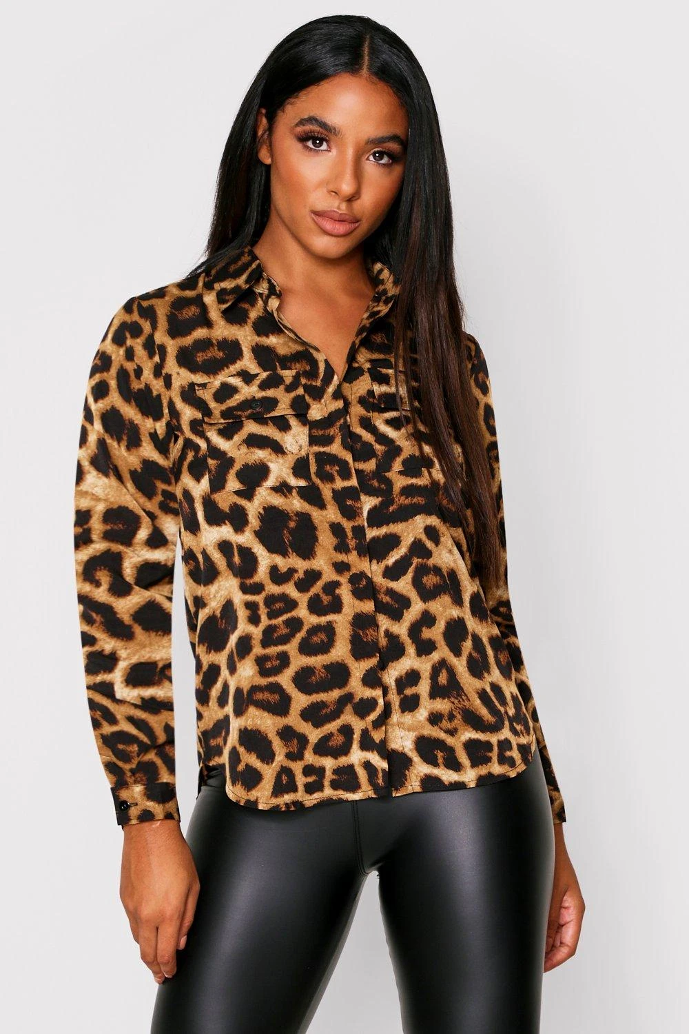 Leopard Print Utility Pocket Oversized Shirt 1 Leopard Print Utility Pocket Oversized Shirt