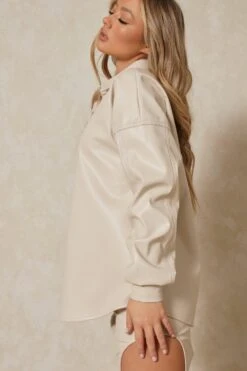 Leather Look Oversized Shirt 11 Leather Look Oversized Shirt -Cheap Dress Store buttercup leather look oversized shirt 5