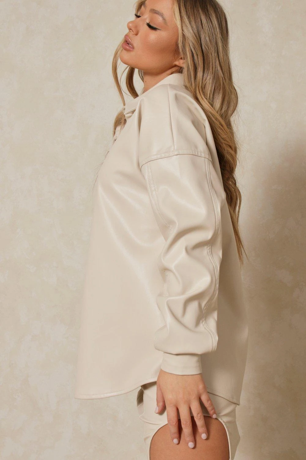 Leather Look Oversized Shirt 6 Leather Look Oversized Shirt - Image 6