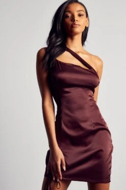 Satin Curved Strap Mini Dress