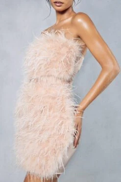 Feather Mesh Insert Bandeau Mini Dress 10 Feather Mesh Insert Bandeau Mini Dress -Cheap Dress Store coral blush feather mesh insert bandeau mini dress 4