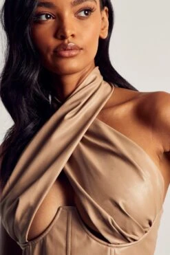 Leather Look Cross Over Corset Top 10 Leather Look Cross Over Corset Top -Cheap Dress Store cream leather look cross over corset top 4
