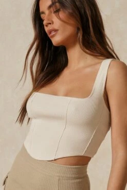 Ribbed Seam Detail Corset Top