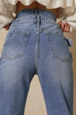 Strap Waist Cut Out Straight Leg Jeans 9 Strap Waist Cut Out Straight Leg Jeans -Cheap Dress Store dark blue strap waist cut out straight leg jeans 4