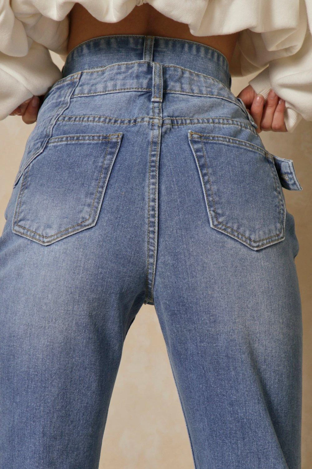 Strap Waist Cut Out Straight Leg Jeans 5 Strap Waist Cut Out Straight Leg Jeans - Image 5