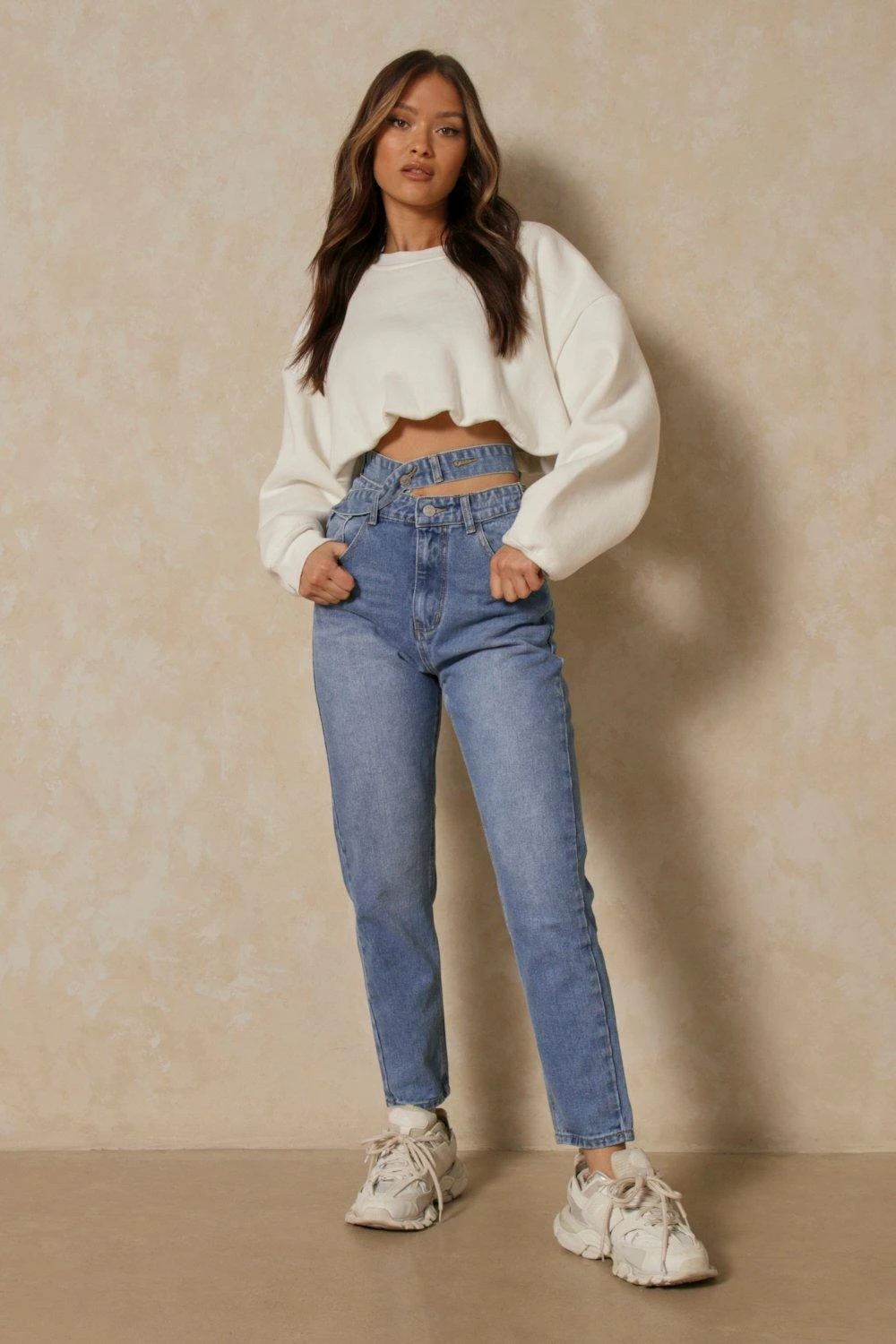 Strap Waist Cut Out Straight Leg Jeans 1 Strap Waist Cut Out Straight Leg Jeans