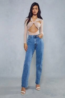 V Shape Waist Straight Leg Jean 8 V Shape Waist Straight Leg Jean -Cheap Dress Store dark blue v shape waist straight leg jean 3