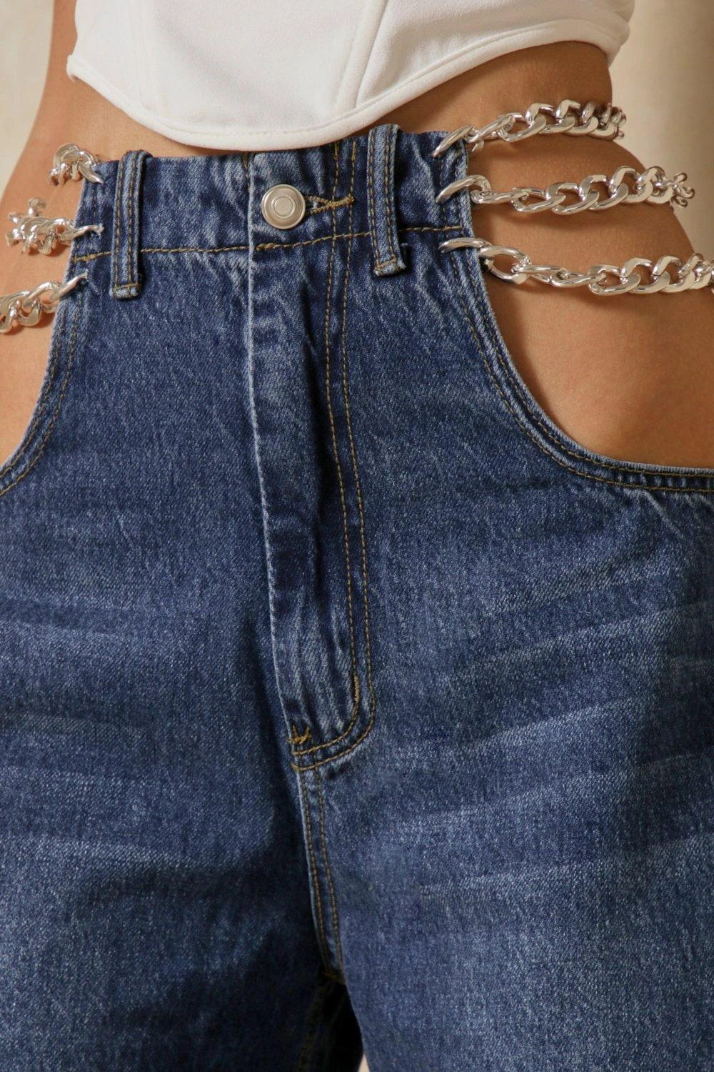 Jean With Cut Out Chain Detail 2 Jean With Cut Out Chain Detail - Image 2