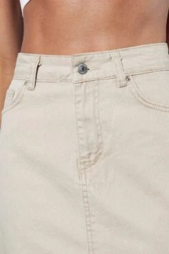 Denim Split Front Midi Skirt -Cheap Dress Store ecru denim split front midi skirt 1 5