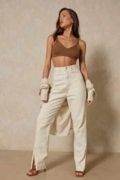 Dip Back Straight Leg Raw Hem Jean