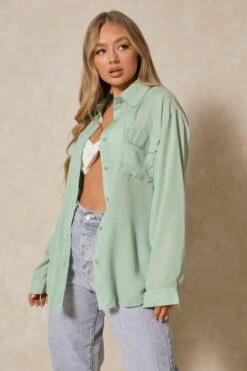 Oversized Double Pocket Detail Shirt