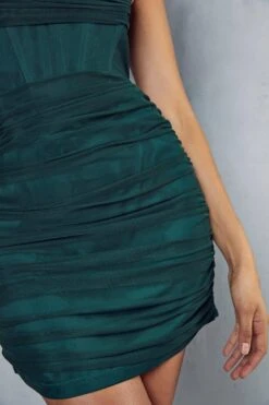 Premium Satin Draped Mesh Corset Dress -Cheap Dress Store green premium satin draped mesh corset dress 5