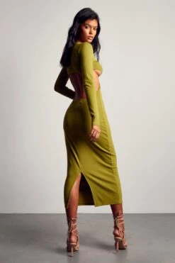 Soft Rib Cut Out Knot Front Maxi Dress 9 Soft Rib Cut Out Knot Front Maxi Dress -Cheap Dress Store green soft rib cut out knot front maxi dress 3