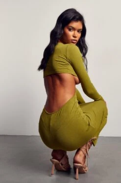 Soft Rib Cut Out Knot Front Maxi Dress 11 Soft Rib Cut Out Knot Front Maxi Dress -Cheap Dress Store green soft rib cut out knot front maxi dress 5