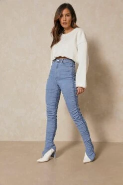 Extreme Gathered Skinny Split Side Jean