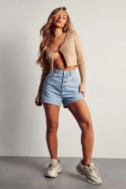 High Waisted Denim Shorts -Cheap Dress Store light blue high waisted denim shorts 3