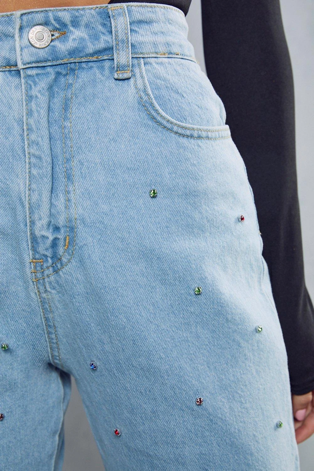 Jewel Embellished Mom Jean 2 Jewel Embellished Mom Jean - Image 2