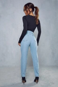 Jewel Embellished Mom Jean 7 Jewel Embellished Mom Jean -Cheap Dress Store light blue jewel embellished mom jean 2