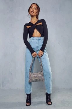 Jewel Embellished Mom Jean 8 Jewel Embellished Mom Jean -Cheap Dress Store light blue jewel embellished mom jean 3