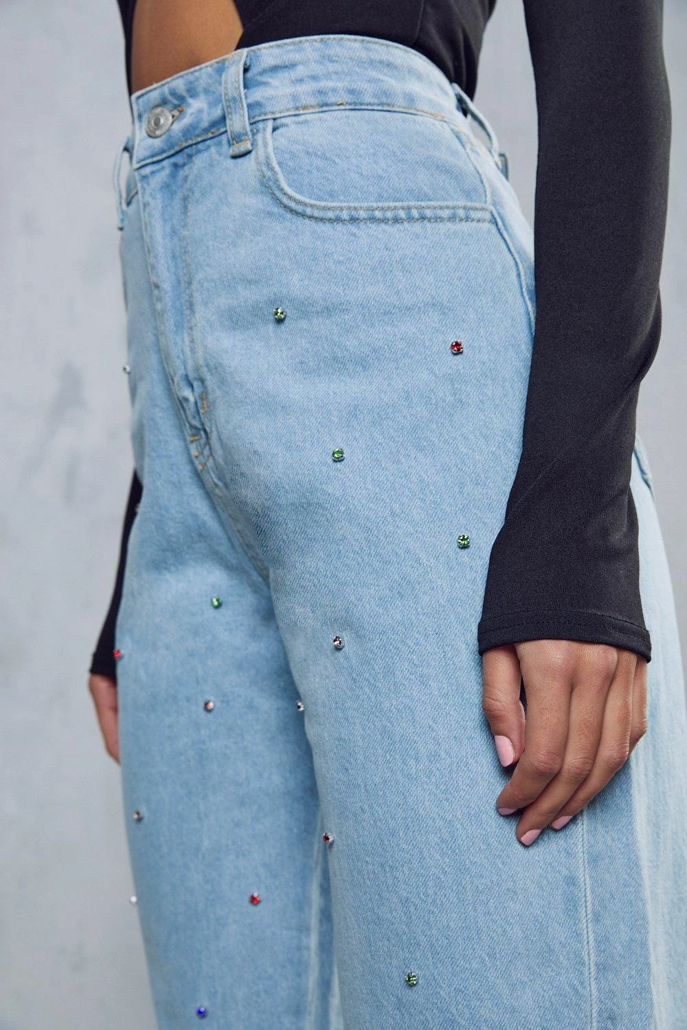 Jewel Embellished Mom Jean 5 Jewel Embellished Mom Jean - Image 5