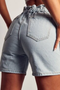 Paper Bag Waist Detail Short 10 Paper Bag Waist Detail Short -Cheap Dress Store light blue paper bag waist detail short 4