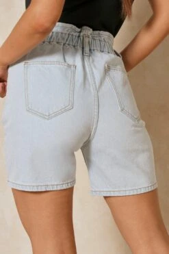 Paper Bag Waist Detail Short 11 Paper Bag Waist Detail Short -Cheap Dress Store light blue paper bag waist detail short 5