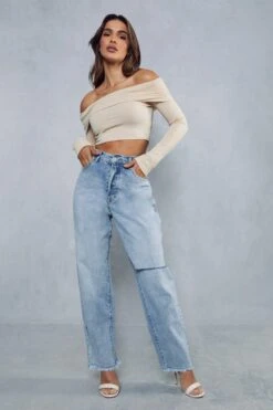 Boyfriend Fit Slash Detail Baggy Jeans 9 Boyfriend Fit Slash Detail Baggy Jeans -Cheap Dress Store light wash boyfriend fit slash detail baggy jeans 3