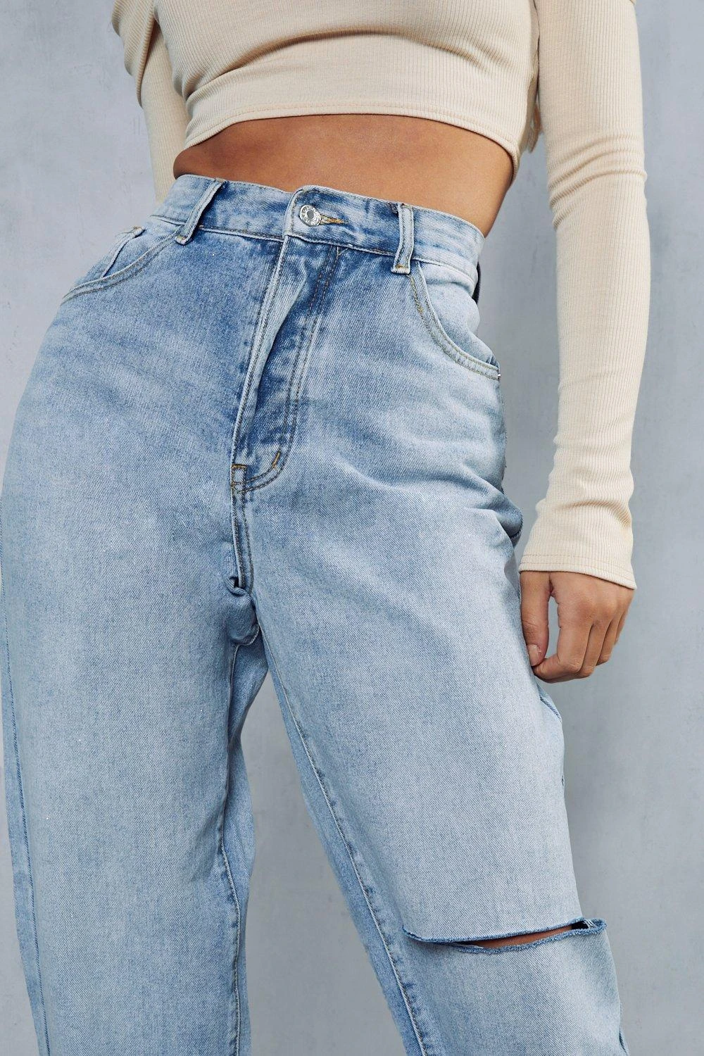 Boyfriend Fit Slash Detail Baggy Jeans 6 Boyfriend Fit Slash Detail Baggy Jeans - Image 6