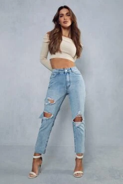 Distressed Mom Jeans