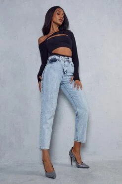 Jewel Detail Mom Jean -Cheap Dress Store light wash jewel detail mom jean 3