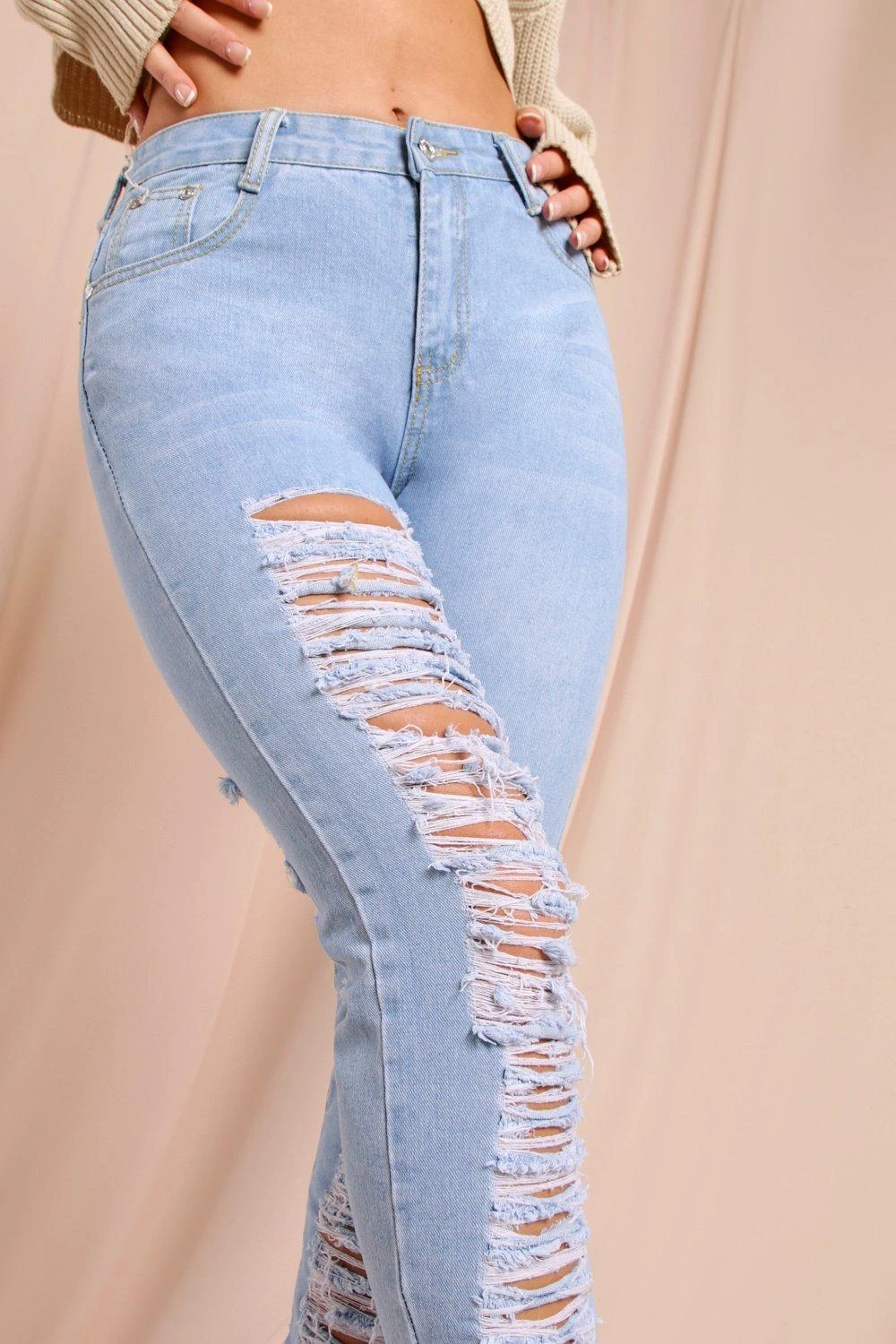 Mid Rise Extreme Distressed Skinny Jeans 2 Mid Rise Extreme Distressed Skinny Jeans - Image 2