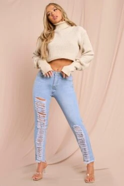 Mid Rise Extreme Distressed Skinny Jeans 7 Mid Rise Extreme Distressed Skinny Jeans -Cheap Dress Store light wash mid rise extreme distressed skinny jeans 3