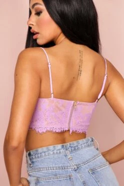 Eyelash Lace Bralet -Cheap Dress Store lilac eyelash lace bralet 2