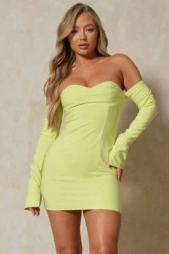 Corset Drape Bust Split Sleeve Mini Dress