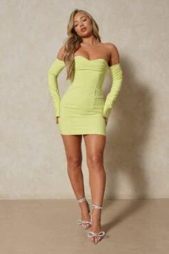 Corset Drape Bust Split Sleeve Mini Dress 8 Corset Drape Bust Split Sleeve Mini Dress -Cheap Dress Store lime corset drape bust split sleeve mini dress 3