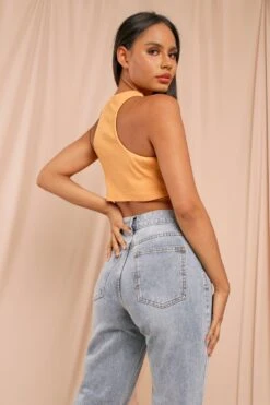 Ribbed Racer Neck Crop Top -Cheap Dress Store mango ribbed racer neck crop top 2