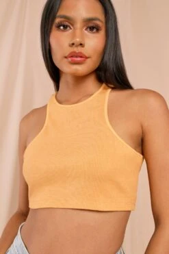 Ribbed Racer Neck Crop Top -Cheap Dress Store mango ribbed racer neck crop top 3