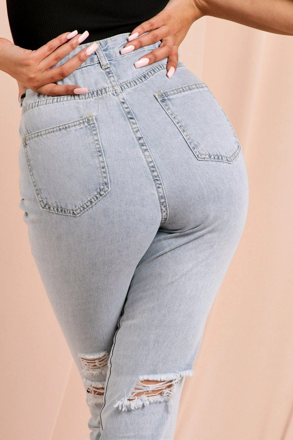 Knee Rip Distressed Straight Leg Jean 2 Knee Rip Distressed Straight Leg Jean - Image 2