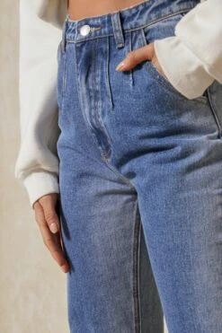 Mid Wash Bleached Seams Straight Leg Jean 9 Mid Wash Bleached Seams Straight Leg Jean -Cheap Dress Store mid blue mid wash bleached seams straight leg jean 4