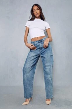 Straight Leg Rip Detail Baggy Jean 9 Straight Leg Rip Detail Baggy Jean -Cheap Dress Store mid blue straight leg rip detail baggy jean 3