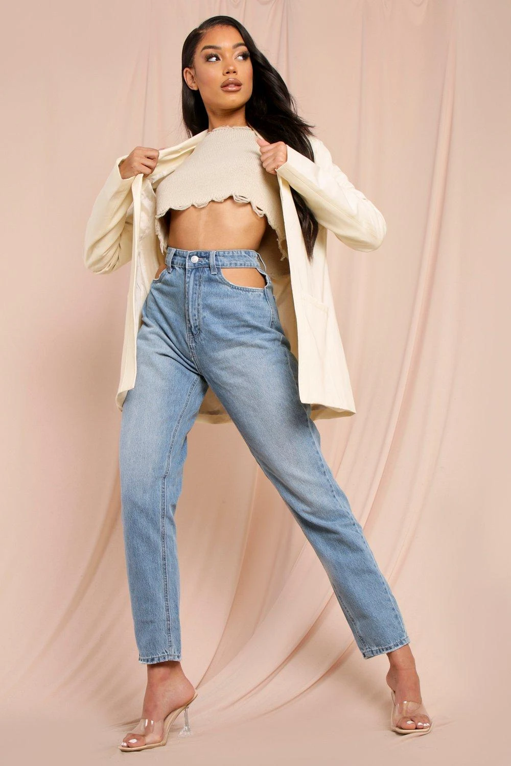Cut Out Waist Straight Leg Jeans 3 Cut Out Waist Straight Leg Jeans - Image 3
