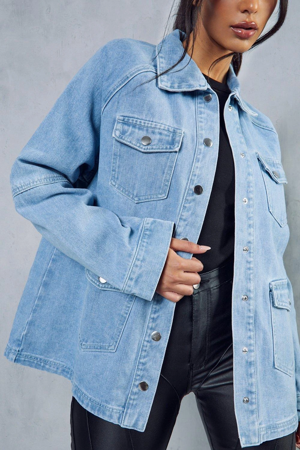 Oversized Denim Utility Jacket 2 Oversized Denim Utility Jacket - Image 2