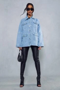Oversized Denim Utility Jacket 9 Oversized Denim Utility Jacket -Cheap Dress Store mid wash oversized denim utility jacket 3